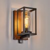 Portalis outdoor wall light, wall light Wood like finish, black, 1-light source, Motion sensor
