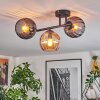 Koyoto ceiling light, globe light Amber, Smoke-coloured, 3-light sources
