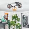 Koyoto ceiling light, globe light Amber, Smoke-coloured, 3-light sources