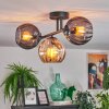 Koyoto ceiling light, globe light Amber, Smoke-coloured, 3-light sources