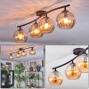 Koyoto ceiling light, globe light Amber, 4-light sources