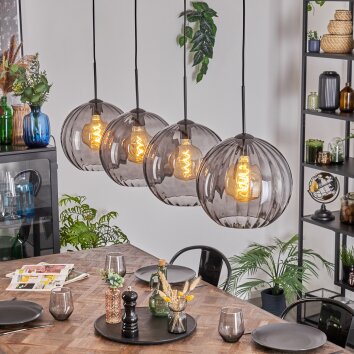 Koyoto hanging light, globe light, pendant light Smoke-coloured, 4-light sources