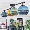 Koyoto ceiling light, globe light blue, gold, green, 4-light sources