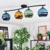 Koyoto ceiling light, globe light blue, gold, green, 4-light sources