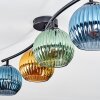 Koyoto ceiling light, globe light blue, gold, green, 4-light sources