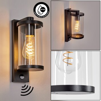 Telhada outdoor wall light, wall light black, 1-light source, Motion sensor