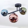 Chehalis ceiling light, globe light blue, green, coppery, 3-light sources