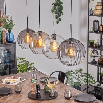 Koyoto hanging light, globe light, pendant light Amber, clear, Smoke-coloured, 4-light sources