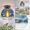 Koyoto ceiling light, globe light 25 cm blue, clear, 1-light source