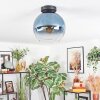 Koyoto ceiling light, globe light 25 cm blue, clear, 1-light source