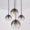 Koyoto hanging light, globe light, pendant light clear, Smoke-coloured, 4-light sources