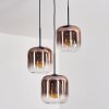 Lauden hanging light, pendant light clear, coppery, 3-light sources