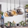 Koyoto hanging light, globe light, pendant light Amber, chrome, Smoke-coloured, 4-light sources