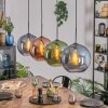 Koyoto hanging light, globe light, pendant light blue, green, coppery, 4-light sources