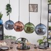 Koyoto hanging light, globe light, pendant light blue, green, coppery, 4-light sources
