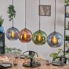Koyoto hanging light, globe light, pendant light blue, green, coppery, 4-light sources