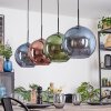 Koyoto hanging light, globe light, pendant light blue, green, coppery, 4-light sources
