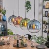 Koyoto hanging light, globe light, pendant light blue, green, clear, coppery, 4-light sources