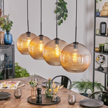 Koyoto hanging light, globe light, pendant light Amber, 4-light sources