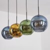 Koyoto hanging light, globe light, pendant light blue, gold, green, 4-light sources
