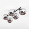 Chehalis ceiling light, globe light chrome, Smoke-coloured, 5-light sources