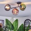 Chehalis ceiling light, globe light blue, green, clear, coppery, 3-light sources
