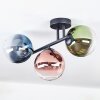 Chehalis ceiling light, globe light blue, green, clear, coppery, 3-light sources