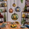 Koyoto hanging light, globe light, pendant light blue, gold, green, coppery, 4-light sources