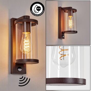 Telhada outdoor wall light, wall light rust-coloured, 1-light source, Motion sensor