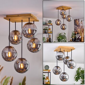 Jomin ceiling light, globe light Ecru, black, 5-light sources