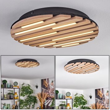 Vorlix ceiling light LED Wood like finish, black, 1-light source