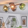 Chehalis ceiling light, globe light blue, chrome, green, clear, coppery, Smoke-coloured, 5-light sources