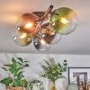 Chehalis ceiling light, globe light blue, chrome, green, clear, coppery, Smoke-coloured, 5-light sources