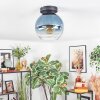 Koyoto ceiling light, globe light 20 cm blue, clear, 1-light source