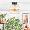 Koyoto ceiling light, globe light Amber, clear, 1-light source