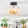 Koyoto ceiling light, globe light Amber, clear, 1-light source