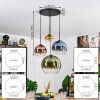 Koyoto hanging light, globe light, pendant light 35 cm blue, gold, green, clear, coppery, 4-light sources