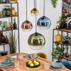 Koyoto hanging light, globe light, pendant light 35 cm blue, gold, green, clear, coppery, 4-light sources
