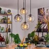 Koyoto hanging light, globe light, pendant light Amber, clear, Smoke-coloured, 4-light sources
