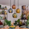 Koyoto hanging light, globe light, pendant light blue, gold, green, coppery, 4-light sources