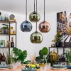 Koyoto hanging light, globe light, pendant light blue, green, coppery, 4-light sources