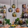 Koyoto hanging light, globe light, pendant light blue, green, coppery, 4-light sources