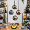Koyoto hanging light, globe light, pendant light blue, green, coppery, 4-light sources