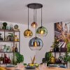 Koyoto hanging light, globe light, pendant light blue, gold, green, clear, coppery, 4-light sources