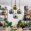 Koyoto hanging light, globe light, pendant light blue, chrome, gold, green, Smoke-coloured, 4-light sources