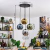 Koyoto hanging light, globe light, pendant light blue, chrome, gold, green, Smoke-coloured, 4-light sources