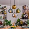 Koyoto hanging light, globe light, pendant light blue, chrome, gold, green, Smoke-coloured, 4-light sources