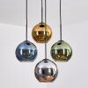 Koyoto hanging light, globe light, pendant light blue, chrome, gold, green, Smoke-coloured, 4-light sources