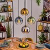 Koyoto hanging light, globe light, pendant light blue, chrome, gold, green, clear, Smoke-coloured, 4-light sources