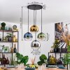 Koyoto hanging light, globe light, pendant light blue, chrome, gold, green, clear, Smoke-coloured, 4-light sources